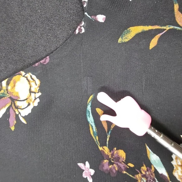 IZ Byer Top Women Medium Black Floral Ruffle Sleeves Lined Fairy Grunge Feminine - Picture 9 of 13